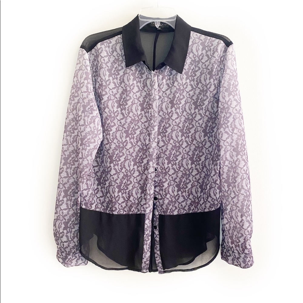 SANCTUARY Black Color Block Sheer Blouse